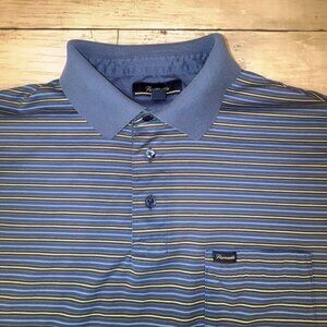 Façonnable Men's Size LG Blue Black White Stripe Polo Shirt Preppy Golf